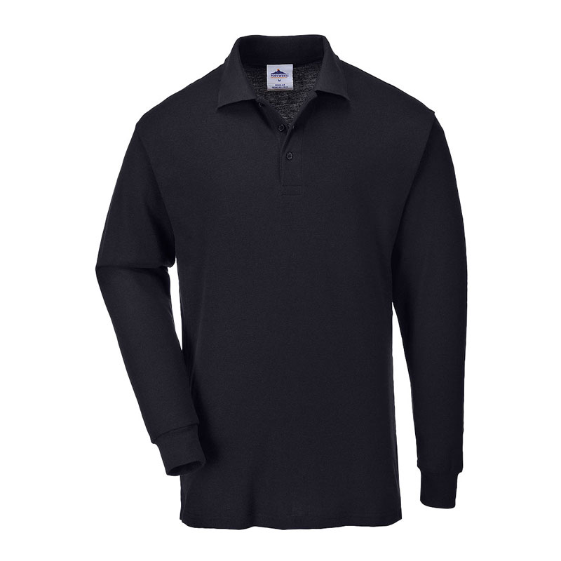 Genoa Long Sleeved Polo Shirt - Black - L R