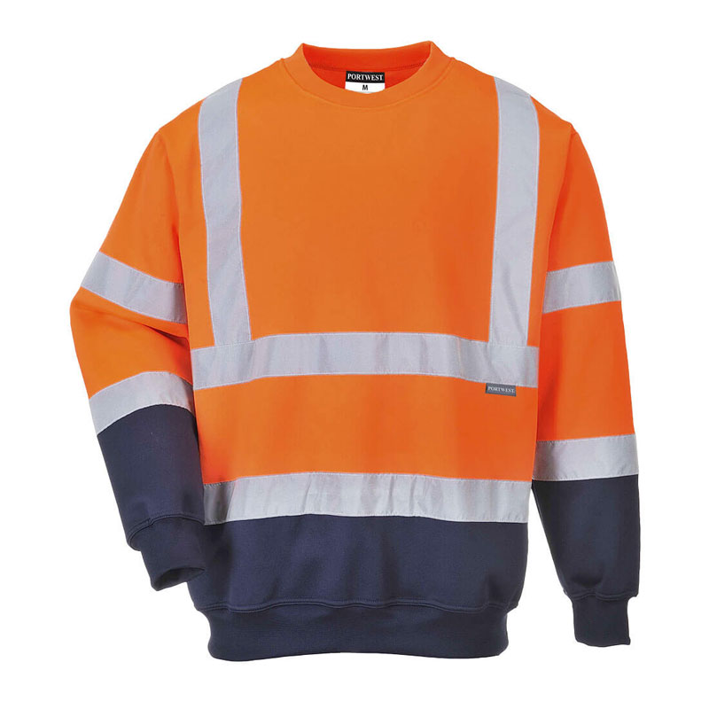 Two Tone Hi-Vis Sweatshirt - Orange/Navy - 4XL R