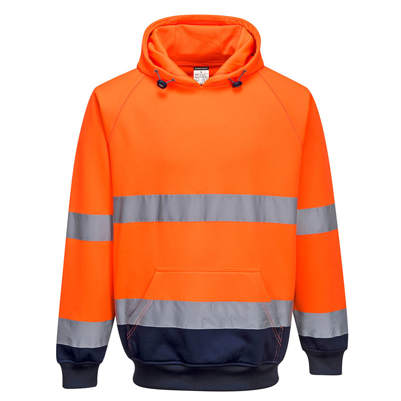 Two-Tone Hooded Sweatshirt - Orange/Navy - L R