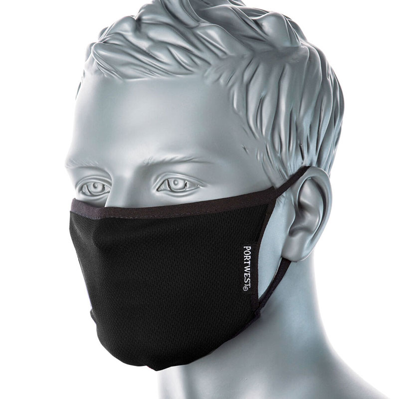 3-Ply Anti-Microbial Fabric Face Mask (Pk25) - Black -  R