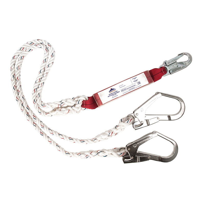 Double Lanyard With Shock Absorber - White -  R