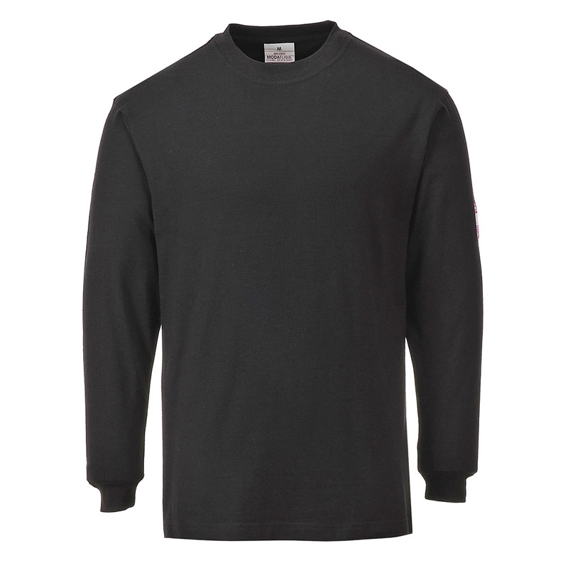 Flame Resistant Anti-Static Long Sleeve T-Shirt - Black - L R
