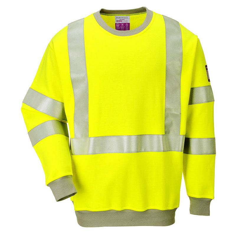 Flame Resistant Anti-Static Hi-Vis Sweatshirt - Yellow - L R