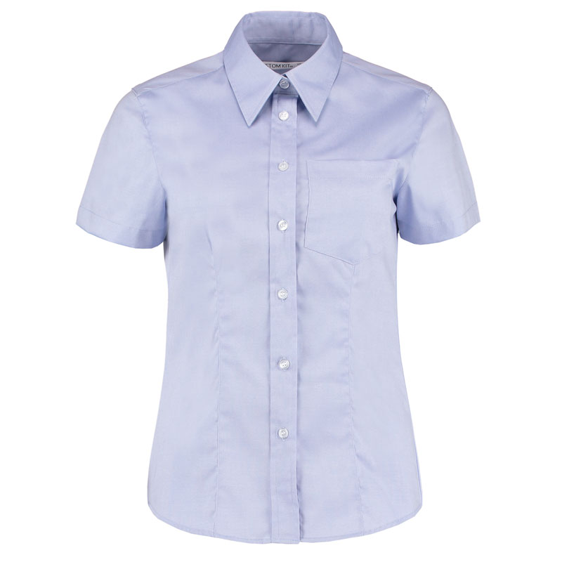 Women's corporate pocket Oxford blouse short-sleeved (tailored fit)