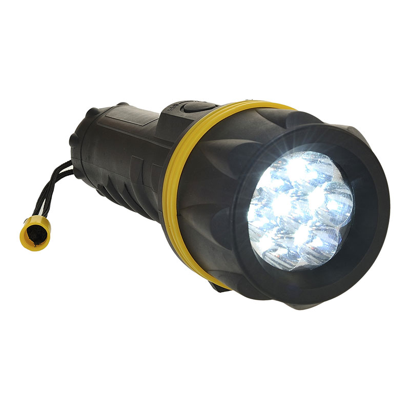7 LED Rubber Torch  - Yellow/Black -  R