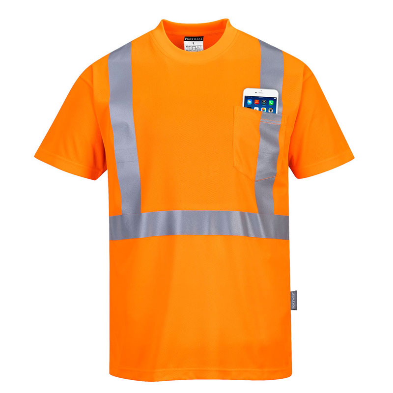 Hi-Vis Pocket T-Shirt  - Orange - 4XL R