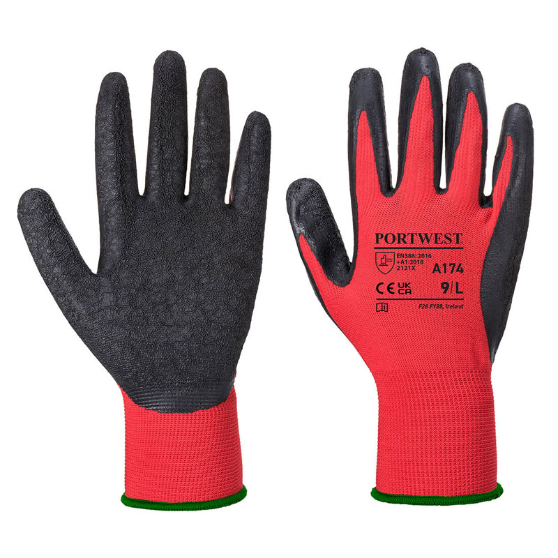 Flex Grip Latex Glove - Red/Black - L R