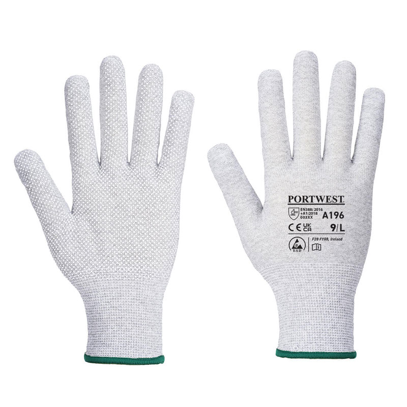 Antistatic Micro Dot Glove - Grey/White - L R