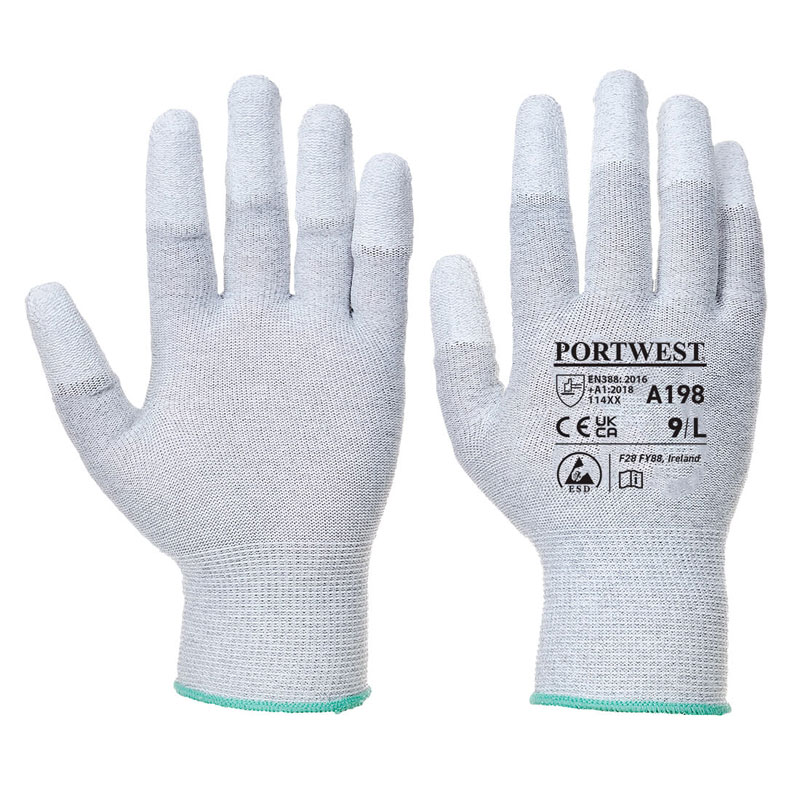 Antistatic PU Fingertip Glove - Grey - L R