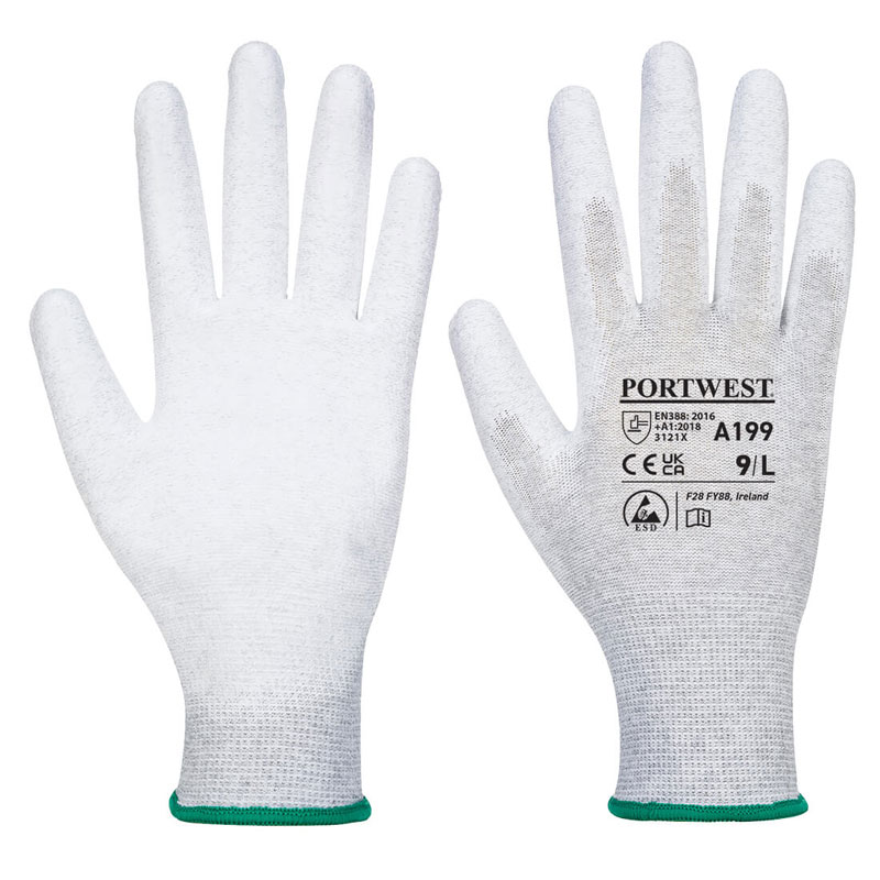 Antistatic PU Palm Glove - Grey - L R