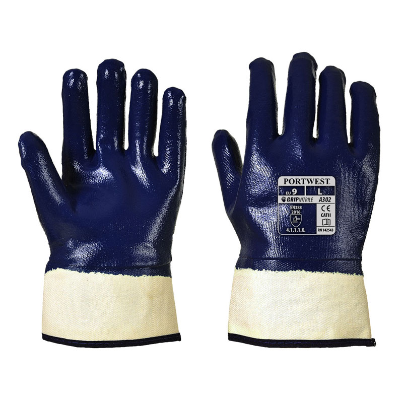Fully Dipped Nitrile Safety Cuff - Navy - L R