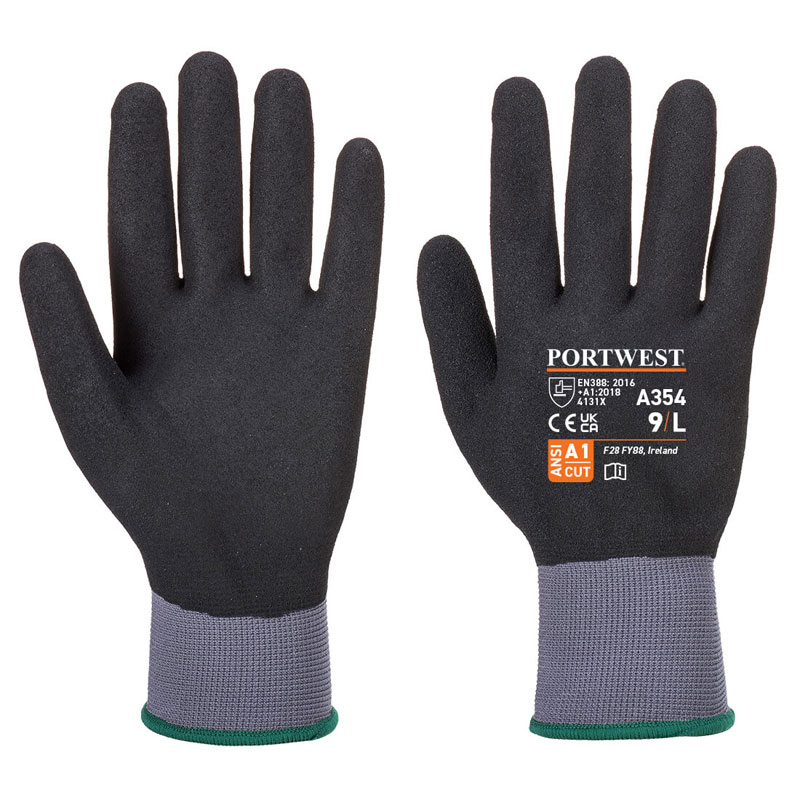 DermiFlex Ultra Pro Glove - PU/Nitrile Foam - Black - L R