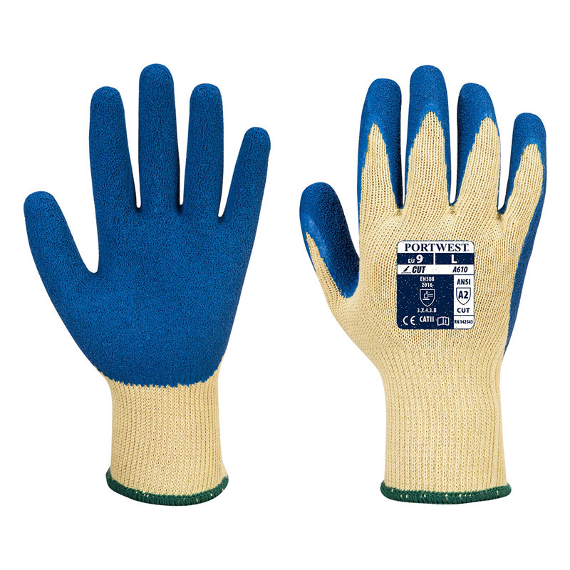 LR Latex Grip Glove - Yellow/Blue - L L