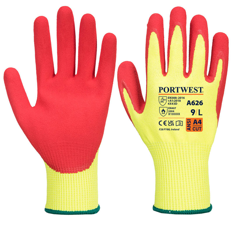 Vis-Tex HR Cut Glove - Nitrile - Yellow/Red - L R