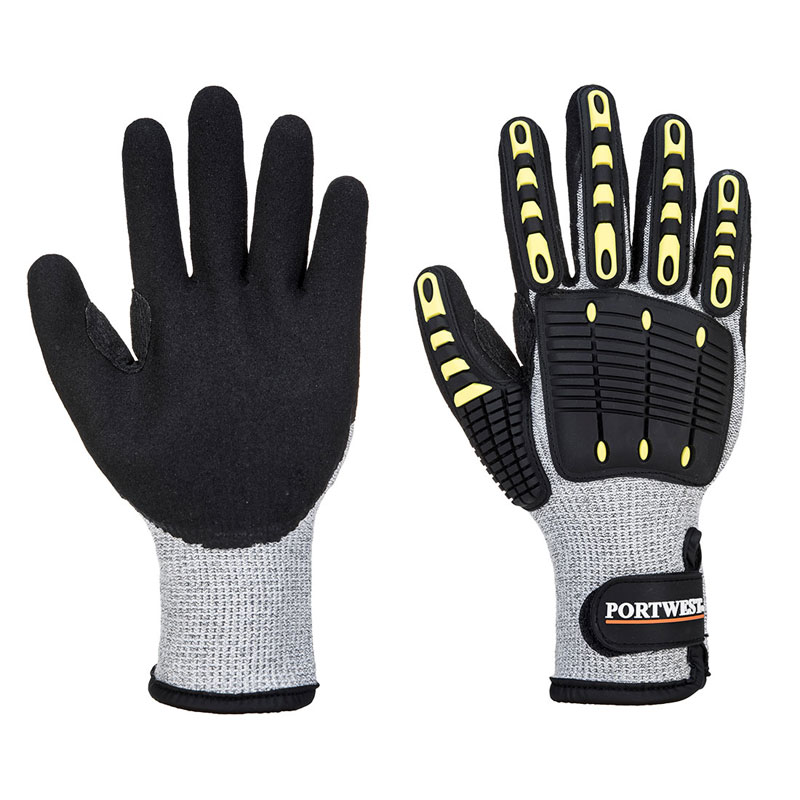 Anti Impact Cut Resistant Thermal Glove - Grey/Black - L R