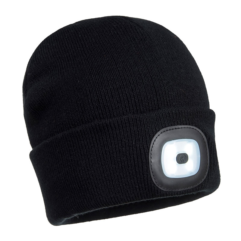 Rechargeable Twin LED Beanie - Black -  R
