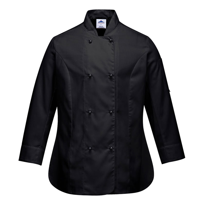 Rachel Ladies Long Sleeve Chefs Jacket - Black - L R