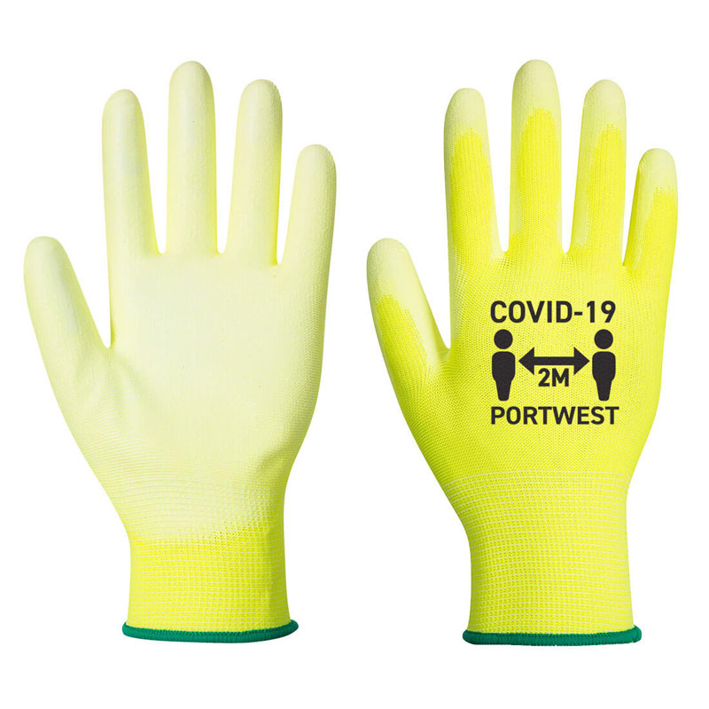 Covid PU Palm Glove - Yellow/White - L R