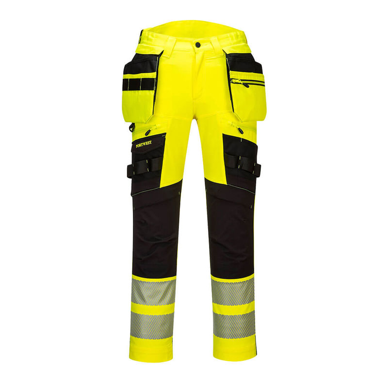 DX4 Hi-Vis Detachable Holster Pocket Trouser - Yellow/Black - 28 R
