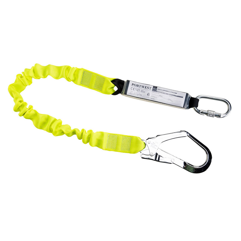 Single Elasticated Lanyard With Shock Absorber - Yellow -  R