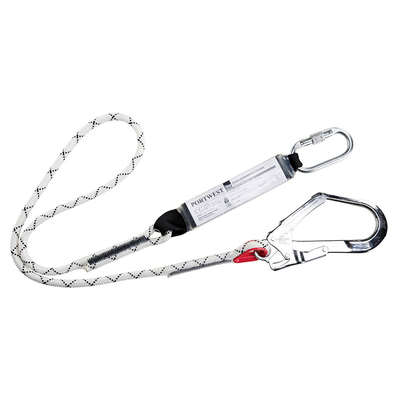 Single Kernmantle Lanyard With Shock Absorber - White -  R