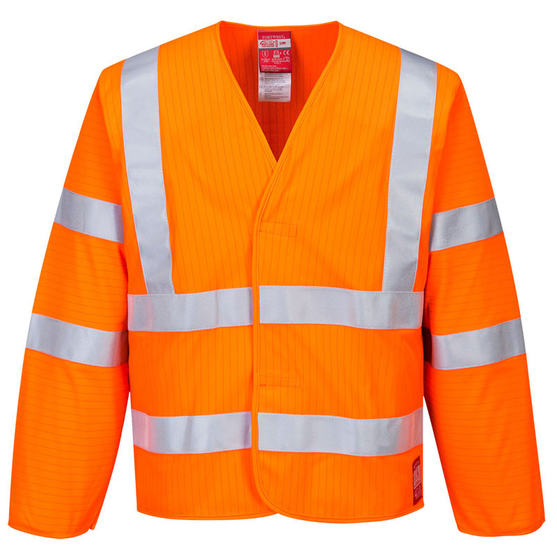 Hi-Vis Anti Static Jacket - Flame Resistant - Orange - L/XL R