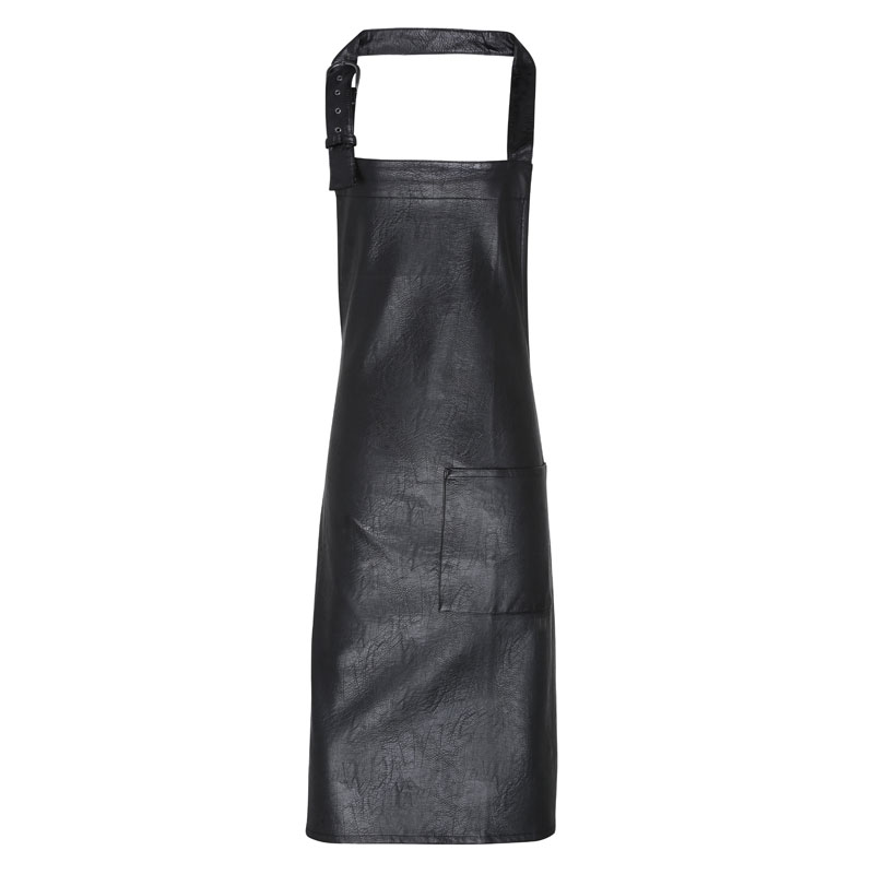 Faux leather bib apron