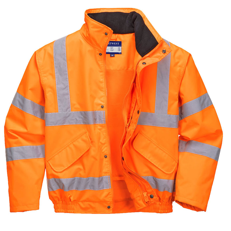 Hi-Vis Breathable Mesh Lined Jacket - Orange - L R