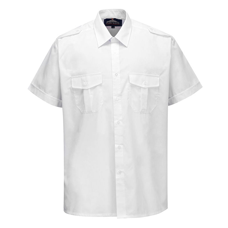 Pilot Shirt, Short Sleeves - White - 140 R