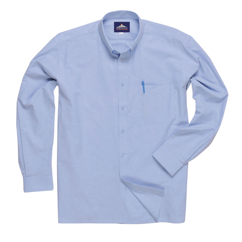 Easycare Oxford Shirt, Long Sleeves - Blue - L U