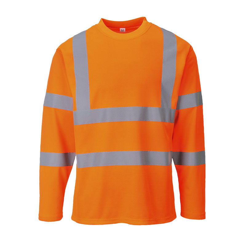 Hi-Vis Long Sleeved T-Shirt - Orange - L R