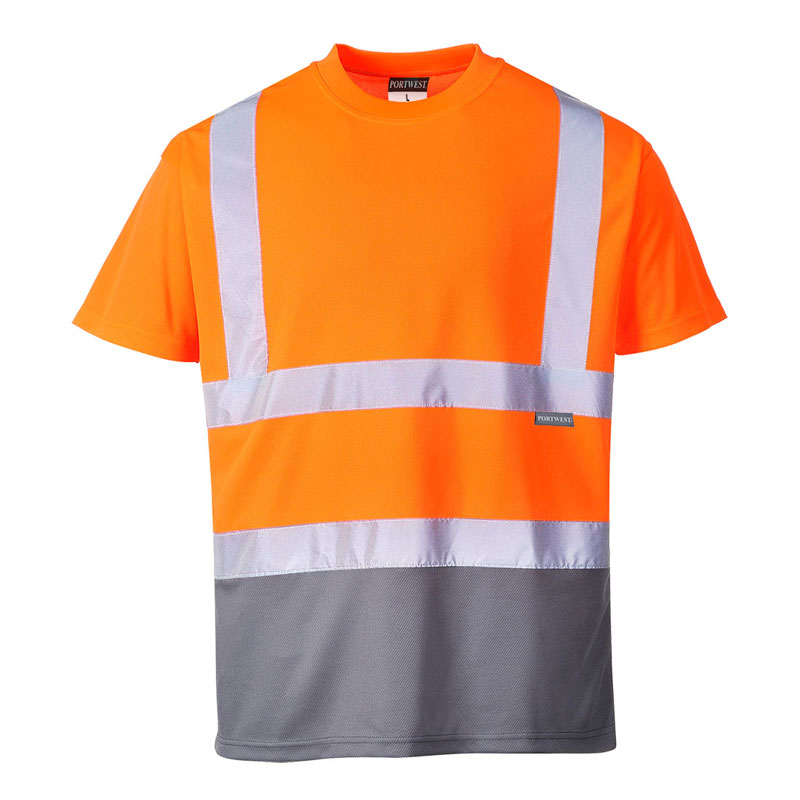 Two Tone T-Shirt - Orange/Grey - XL Y