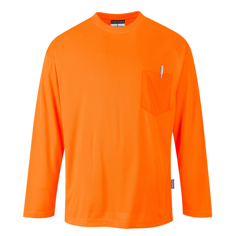 Day-Vis Pocket Long Sleeve T-Shirt - Orange - 4XL R