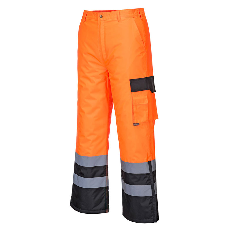 Hi-Vis Contrast Trousers - Lined - Orange/Black - L R