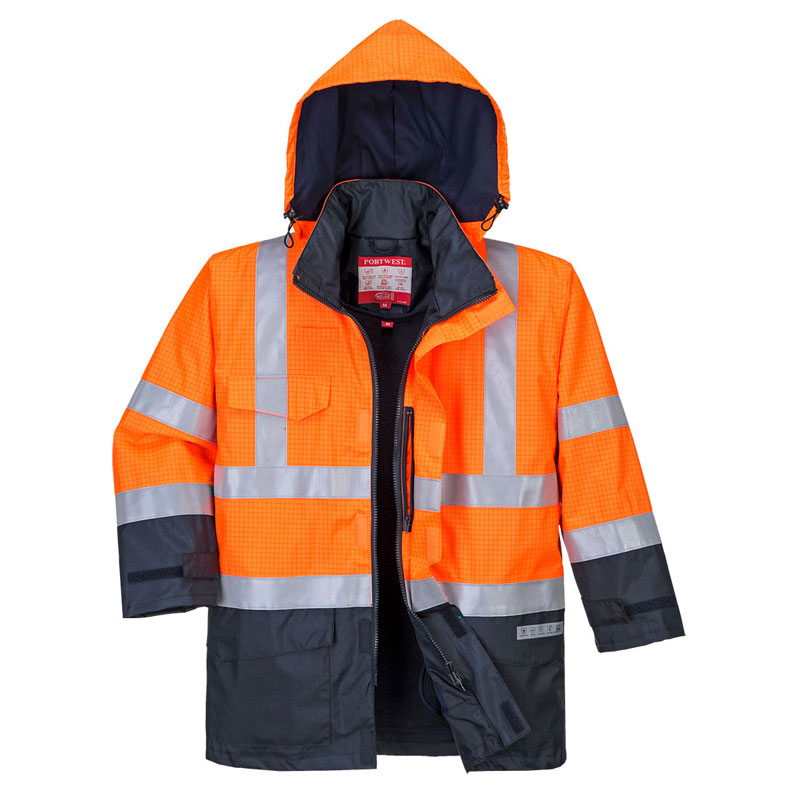Bizflame Rain Hi-Vis Multi-Protection Jacket - Orange/Navy - L R