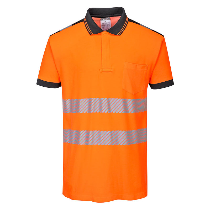 PW3 Hi-Vis Polo Shirt S/S - Orange/Black - 4XL R