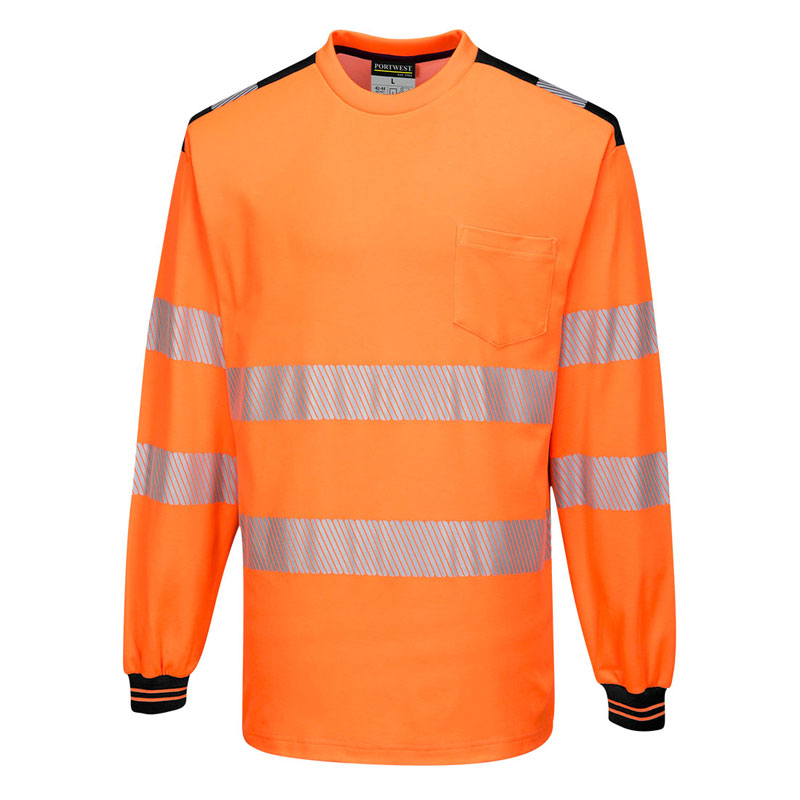 PW3 Hi-Vis T-Shirt L/S - Orange/Black - 4XL R