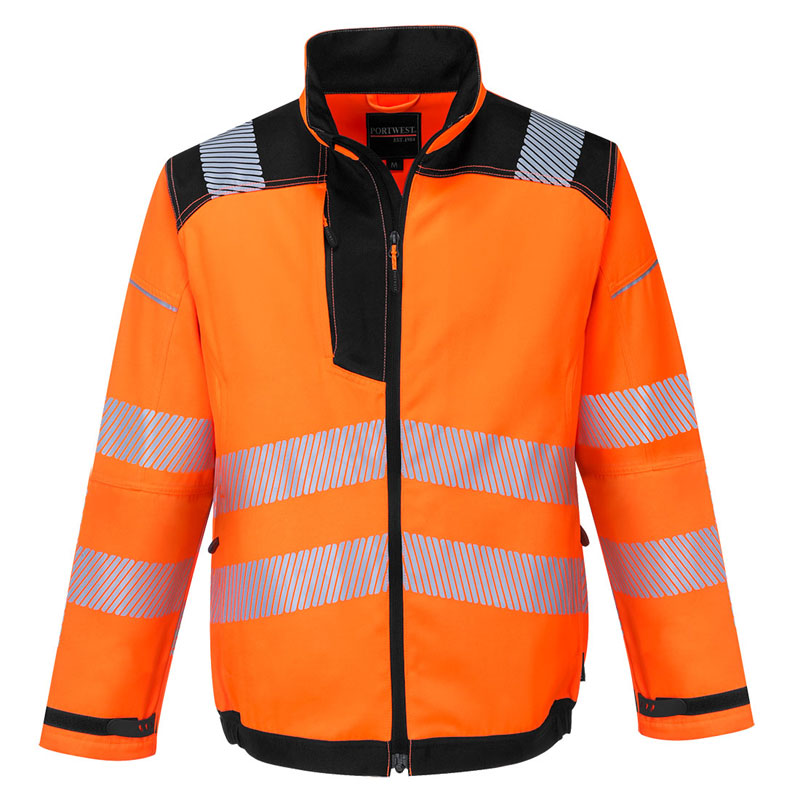 PW3 Hi-Vis Work Jacket - Orange/Black - L R