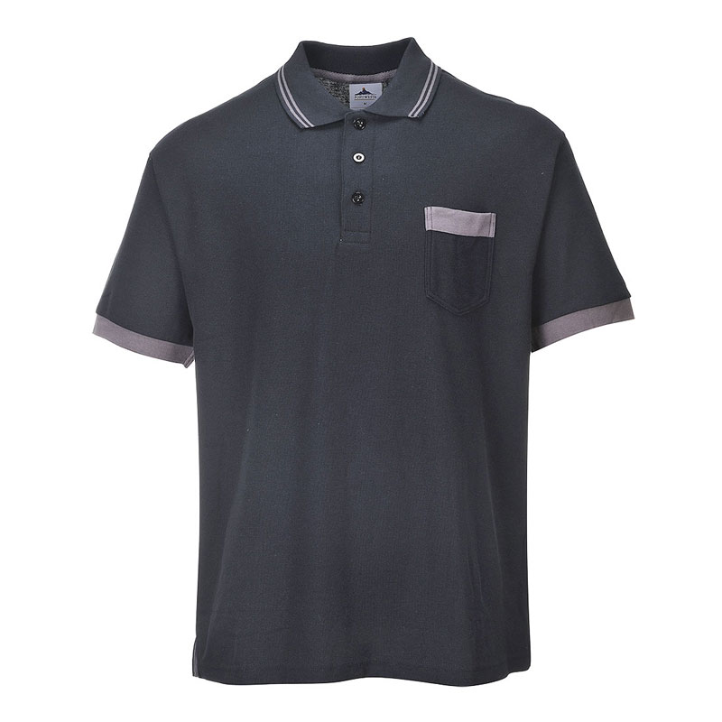 Portwest Texo Contrast Polo Shirt - Black - 4XL R
