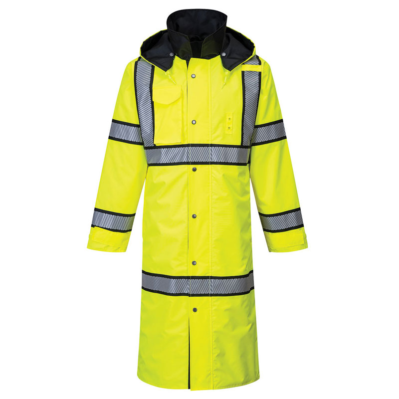 Hi-Vis Reversible Rain Coat 48 - Yellow/Black - L R