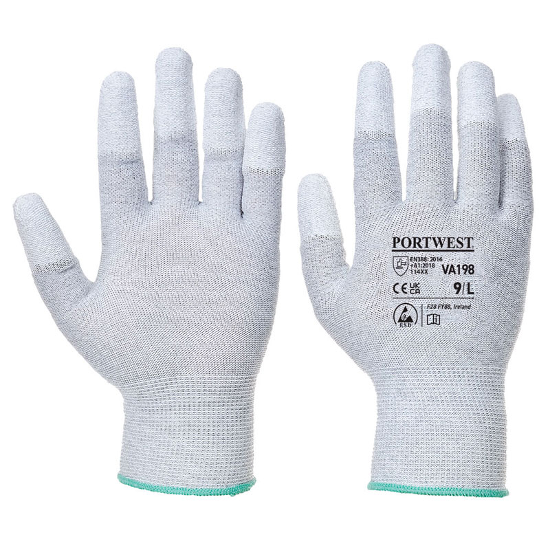 Vending Antistatic PU Fingertip Glove - Grey - L R