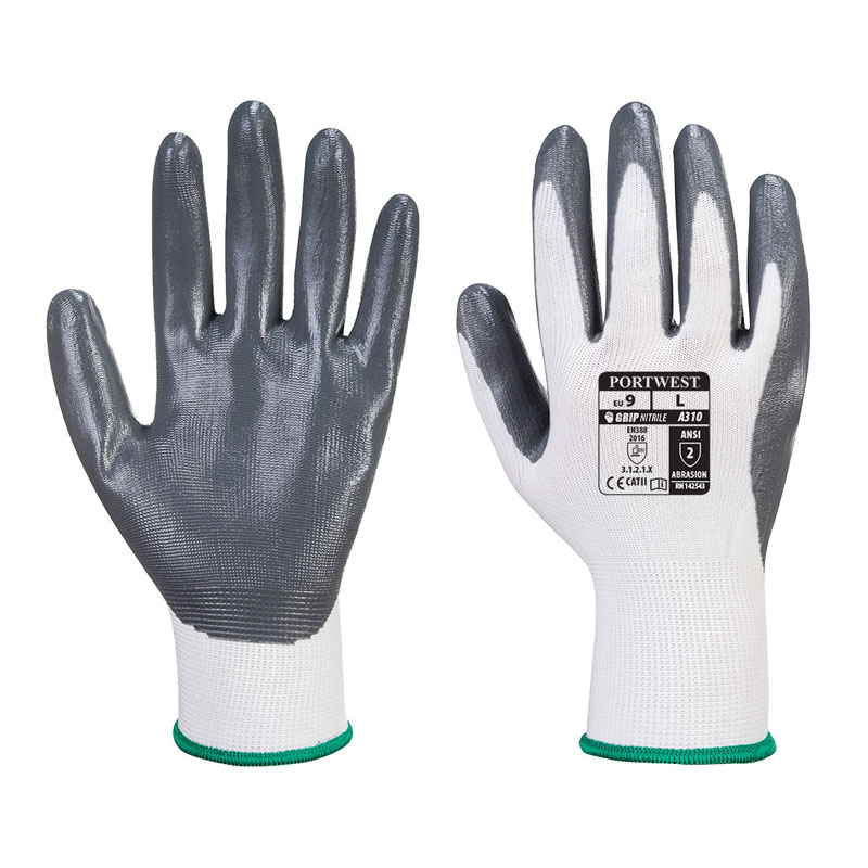 Flexo Grip Nitrile Glove (Vending) - White/Grey - L R