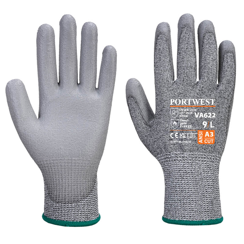 Vending MR Cut PU Palm Glove - Grey - L R